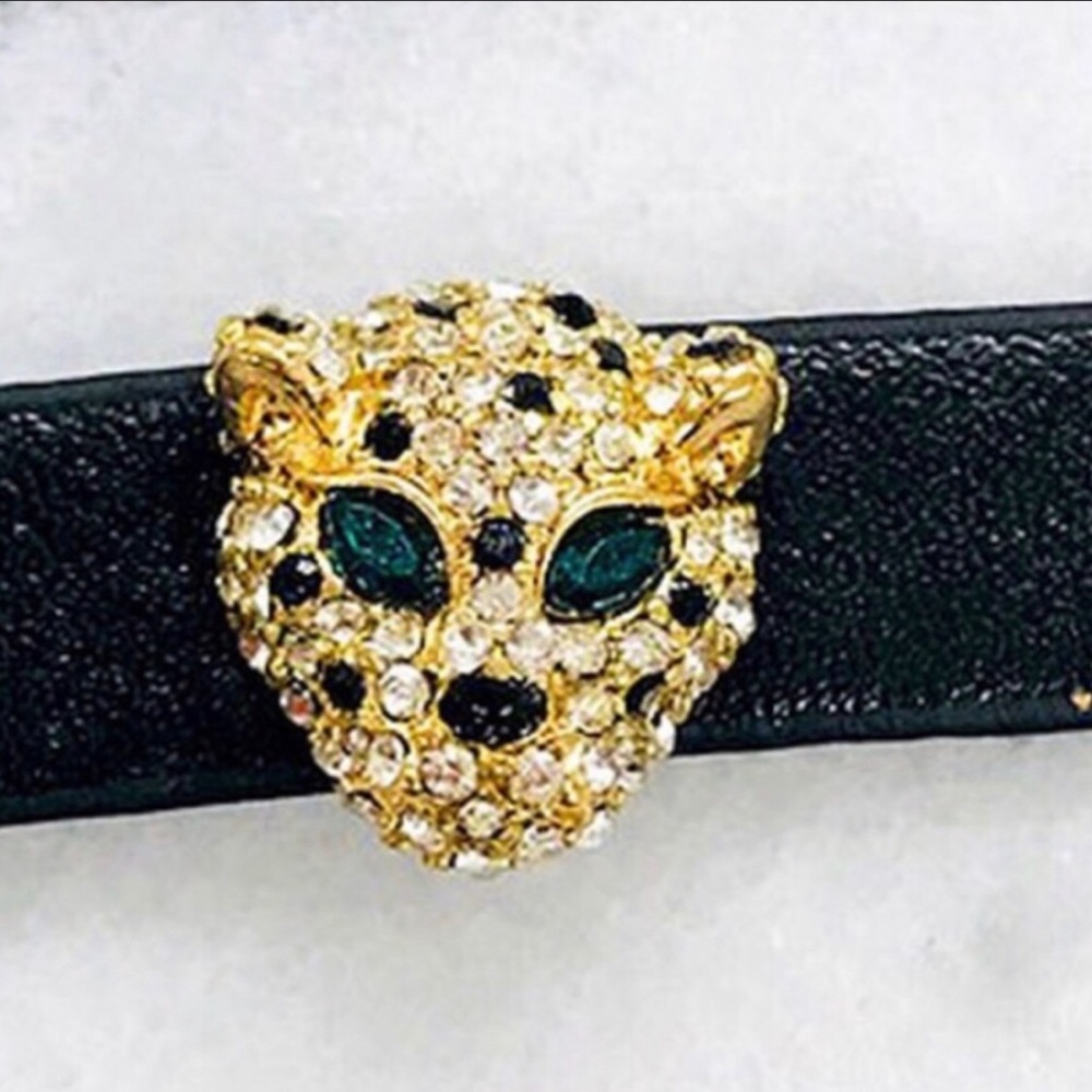 Panther Head Leather Bracelet-NWT-Boutique